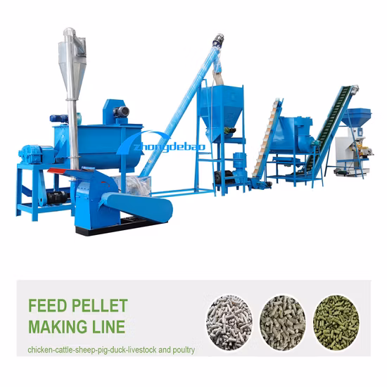 1-2 Ton/H Chicken Cow Cattle Fish Animal Feed Pellet Processing Production Line / Poultry Livestock Cattle Feed Pellet Production Line Small Feed Mill Plant