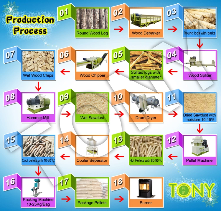 High Efficiency Biomass Fuel Wood Sawdust Straw Pellet Production Line