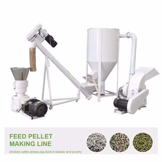 1-2 Ton/H Pollo Vaca Ganado Pescado Línea de producción de procesamiento de pellets de alimentos para animales / Aves de corral Línea de producción de pellets de alimentos para ganado Planta de molino de alimentos pequeños